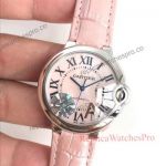 New Cartier Ballon Bleu De 36mm Watches with Pink Face Pink Leather Band